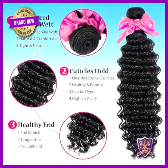 20 Inch Deep Wave Human Hair Extensions 3 Bundles Brazilian Virgin main image 4